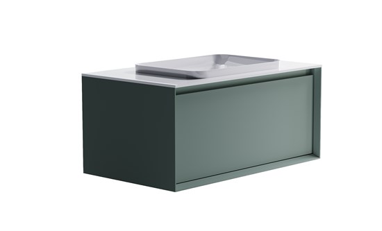 ASTRA-FORM Тумба подвесная Фрейм  100 с 1ящ NCS S 3005-b80g мат. с раковиной Антарес бел гл. и столешницей Solid бел гл. 4631177713927