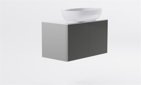 ASTRA-FORM Тумба подвесная М-40 Slim 80см 1ящ NCS S 3502-Y мат./волна, раковина Атрия бел гл., столешница Solid бел гл 4631177714542