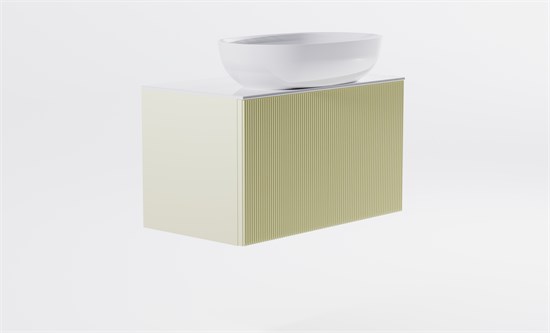 ASTRA-FORM Тумба подвесная М-40 Slim 80см 1ящ RAL1013 мат./волна, раковина Атрия бел гл., столешница Solid бел гл 4631177714559