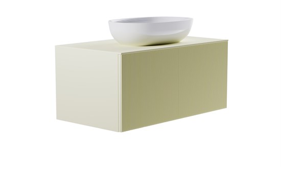 ASTRA-FORM Тумба подвесная М-40 90см 1ящ RAL1013 мат./волна, раковина Атрия бел гл, столешница Solid в цвете 4631177714856