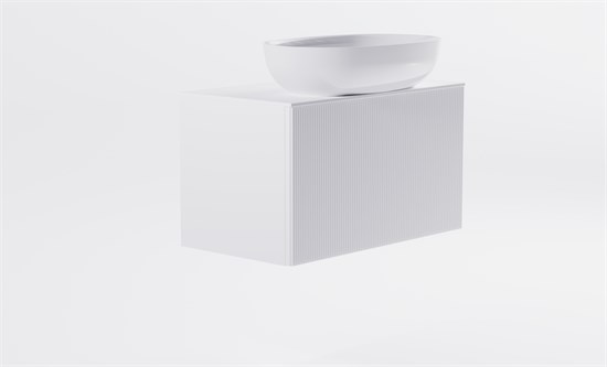 ASTRA-FORM Тумба подвесная М-40 Slim 80см 1ящ белый мат./волна, раковина Атрия бел глянц, столешница Solid белый мат. 4631177716010