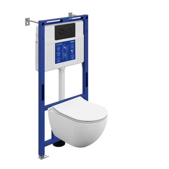 CERSANIT Комплект BRASKO SMART DPL EO slim инсталляция AQUA 50 PRIME P кнопка ACCENTO CIRCLE  пластик черный матовый LP А69321