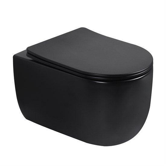ABBER Унитаз Bequem AC1104TMB подвесной черный матовый, безободковый, смыв торнадо AC1104TMB