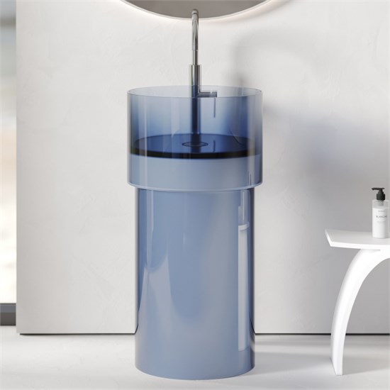 ABBER Раковина отдельностоящая прозрачная  Kristall AT2701Saphir синяя AT2701Saphir