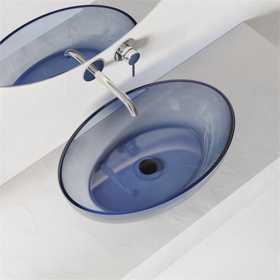 ABBER Раковина накладная прозрачная  Kristall AT2801Saphir синяя AT2801Saphir