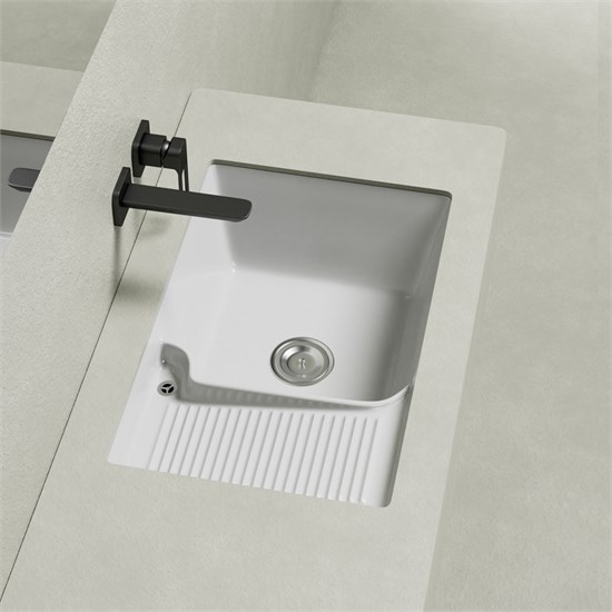 ABBER Раковина на стиральную машину встраиваемая снизу  Rechteck AC2226L белая AC2226L