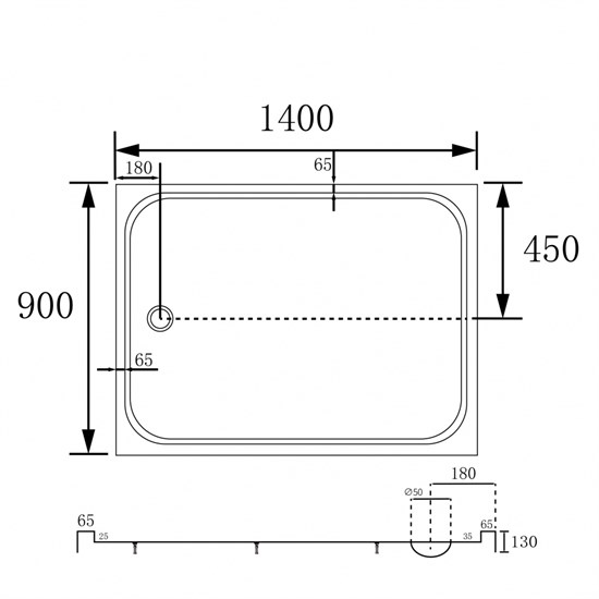 ABBER Душевой поддон AD3C149 140х90 прямоугольный, акриловый, белый AD3C149