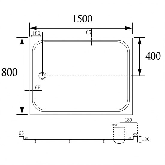 ABBER Душевой поддон AD3C158 150х80 прямоугольный, акриловый, белый AD3C158