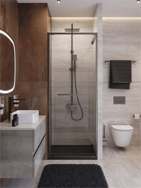 CEZARES Lux Душевая дверь в нишу раздвижная ширина 80 см, цвет профиль - оружейная сталь / стекло - прозрачное LUX-B-FS-1-80-C-GM