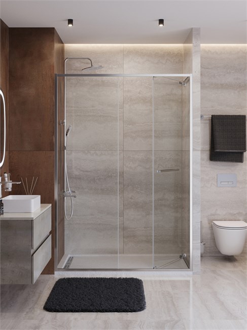 CEZARES Lux Душевая дверь в нишу раздвижная ширина 140 см, цвет профиль - хром / стекло - прозрачное LUX-B-FS-11-140-C-CR