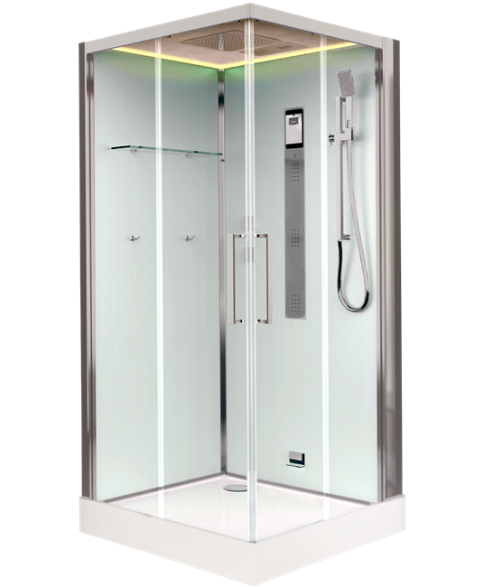 TIMO Premium NURA душевая кабина (100*100*220), шт, стульчик прозрачный H-516-T-CH/C