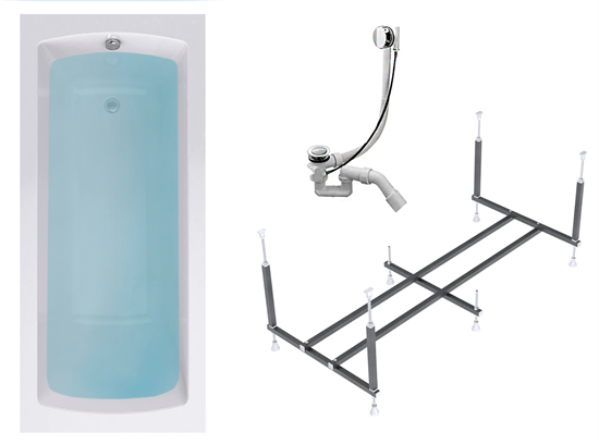 TIMO Комплект Акриловая ванна RITTA1560 1500*600*580+Каркас+Слив-перелив RITTA1560-KT15S-SPV1505