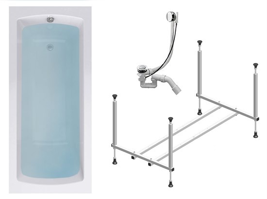 TIMO Комплект Акриловая ванна RITTA15570 1550*700*580+Каркас+Слив-перелив RITTA15570-KT15-SPV1505