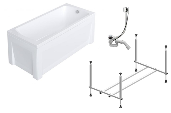 TIMO Комплект Акриловая ванна RITTA16570 1650*700*580+Каркас+Слив-перелив+Фронтальная панель+Торцевая панель RITTA16570-KT16-SPV1505-FP165S-TP70S
