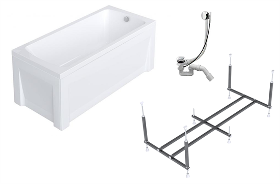 TIMO Комплект Акриловая ванна RITTA1760 1700*600*580+Каркас+Слив-перелив+Фронтальная панель+Торцевая панель RITTA1760-KT17S-SPV1505-FPE17S-TP60S
