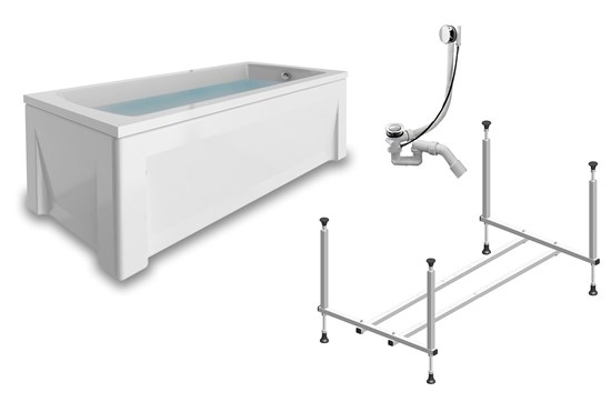 TIMO Комплект Акриловая ванна RITTA1880 180*80*63+Каркас + Слив-перелив+Фронтальная панель+Торцевая панель RITTA1880-KT18-SPV1505-FP18H-TP80H