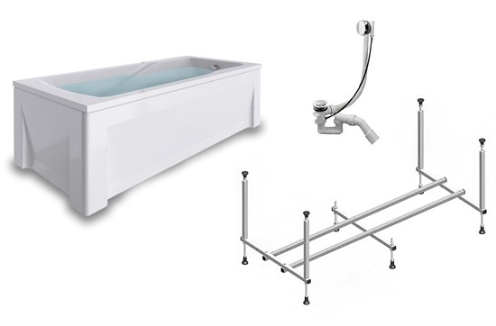 TIMO Комплект Акриловая ванна HELLA1575 150*75*63+Каркас + Слив-перелив+Фронтальная панель+Торцевая панель HELLA1575-KT15-SPV1505-FP15H-TP75H