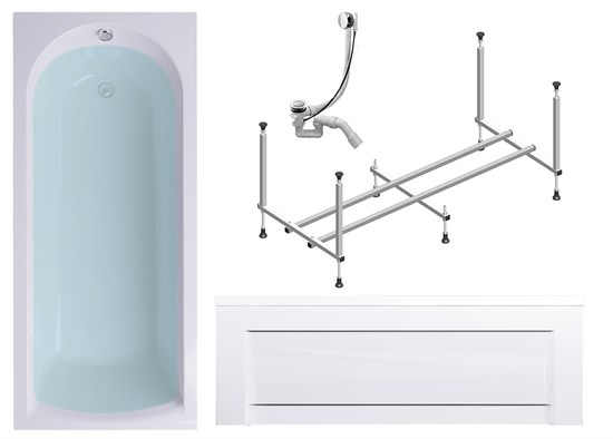 TIMO Комплект Акриловая ванна MIKA1570 150*70*58 + Каркас + Слив-перелив+Фронтальная панель MIKA1570-KT15-SPV1505-FP15S