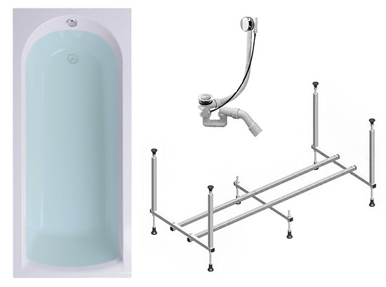 TIMO Комплект Акриловая ванна MIKA1880 1800*800*580+Каркас+Слив-перелив MIKA1880-KT18-SPV1505