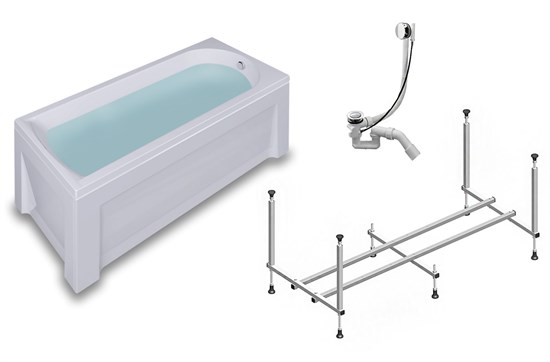 TIMO Комплект Акриловая ванна MIKA1880 1800*800*580+Каркас+Слив-перелив+фронтальная панель+торцевая панель MIKA1880-KT18-SPV1505-FP18S-TP70S