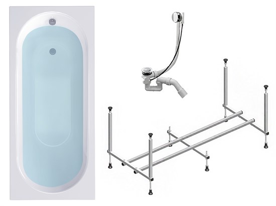 TIMO Комплект Акриловая ванна ROHA1570 150*70*58+каркас+слив-перелив ROHA1570-KT15-SPV1505