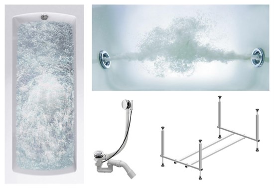 TIMO Комплект Акриловая ванна RITTA1570 150*70*63+Каркас + Слив-перелив+Гидромассаж 6 форсунок RITTA1570-KT15-SPV1505-T-CM