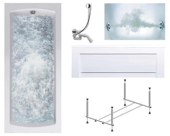 TIMO Комплект Акриловая ванна RITTA1570 150*70*63+Каркас + Слив-перелив+Гидромассаж 6 форсунок+Фронтальная панель RITTA1570-KT15-SPV1505-T-CM-FP15H