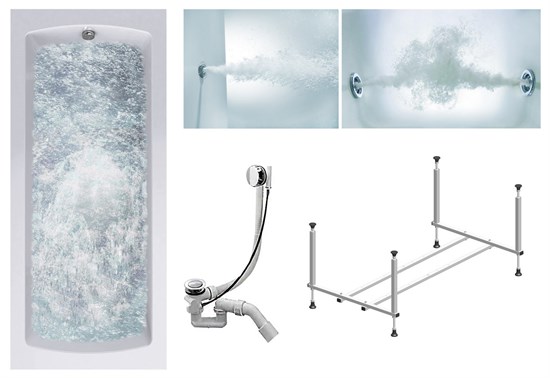 TIMO Комплект Акриловая ванна RITTA1570 150*70*63+Каркас + Слив-перелив+Гидромассаж 6 форсунок+Гидромассаж спины 3 форсунки RITTA1570-KT15-SPV1505-T-CM-T-BM