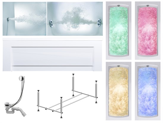 TIMO Комплект Акриловая ванна RITTA1775 170*75*63+Каркас + Слив-перелив+Гидромассаж 6 форсунок+Гидромассаж спины 3 форсунки+Хромотерапия+Фронтальная панель RITTA1775-KT17-SPV1505-T-CM-T-BM-T-CT-FP17H