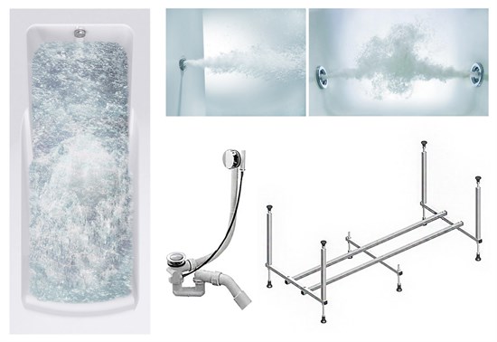 TIMO Комплект Акриловая ванна HELLA1575 150*75*63+Каркас + Слив-перелив+Гидромассаж 6 форсунок+Гидромассаж спины 3 форсунки HELLA1575-KT15-SPV1505-T-CM-T-BM