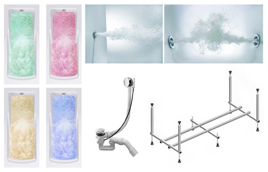 TIMO Комплект Акриловая ванна HELLA1575 150*75*63+Каркас + Слив-перелив+Гидромассаж 6 форсунок+Гидромассаж спины 3 форсунки+Хромотерапия HELLA1575-KT15-SPV1505-T-CM-T-BM-T-CT