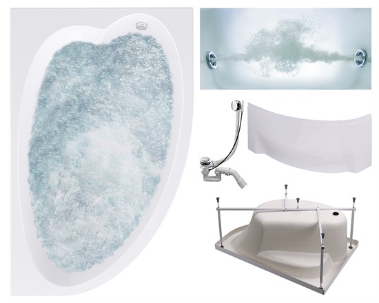 TIMO Комплект Акриловая ванна IVA1595R 150*95*70+Каркас + Слив-перелив+Гидромассаж 6 форсунок+Фронтальная панель IVA1595R-KTIVA15-SPV1505-T-CM-FPIVA15R