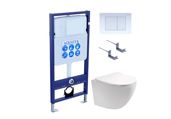 AQUATEK SET ЕВРОПА cm-009 4в1 (рама Standard INS-0000012+крепеж KKI-0000002+клавиша KDI-0000009+унитаз ЕВРОПА AQ1900-00 с тонким сиденьем sc) SET AQUATEK ЕВРОПА cm-009 4в1