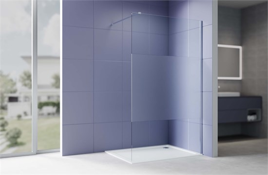 AQUATEK Душевая перегородка Walk In 120см,с держателем 1200мм, профиль хром, стекло прозрачное+матовое, закаленное AQ.WI.120.3CH