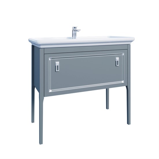 AZARIO Комплект Тумба RIO 85 напольная, с раковиной Дуглас 85, ручки серебро, цвет серый матовый (CS00104012) CS00104012