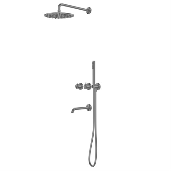 ABBER Душевая система Wasser Kreis 316 AF8150BGG скрытого монтажа с изливом, термостат, оружейная сталь брашированная AF8150BGG