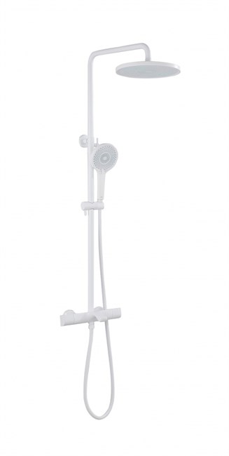 ABBER Душевая стойка Thermostat AF8516FWL с термостатом и изливом, белый матовый AF8516FWL