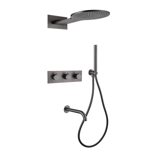 ABBER Душевая система Wasser Kreis AF8150NG скрытого монтажа с изливом, термостат, никель AF8150NG