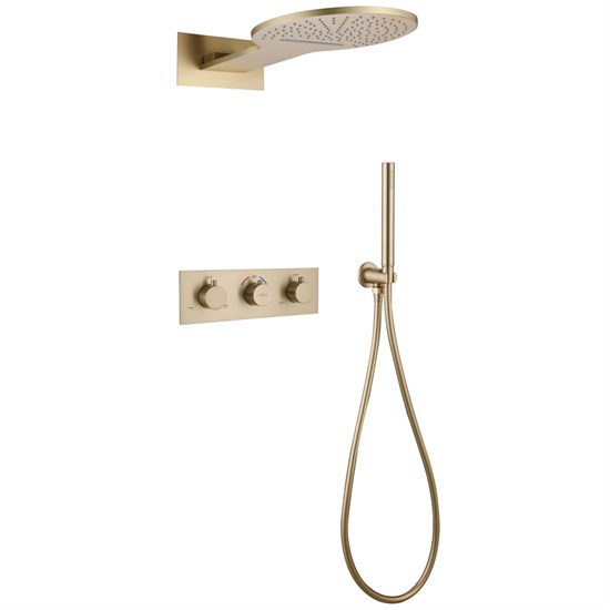 ABBER Душевая система Wasser Kreis AF8151G скрытого монтажа без излива, термостат, золото матовое AF8151G