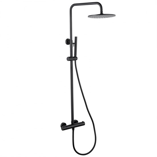 ABBER Душевая стойка Wasser Kreis AF8160BL с термостатом без излива, черная матовая AF8160BL