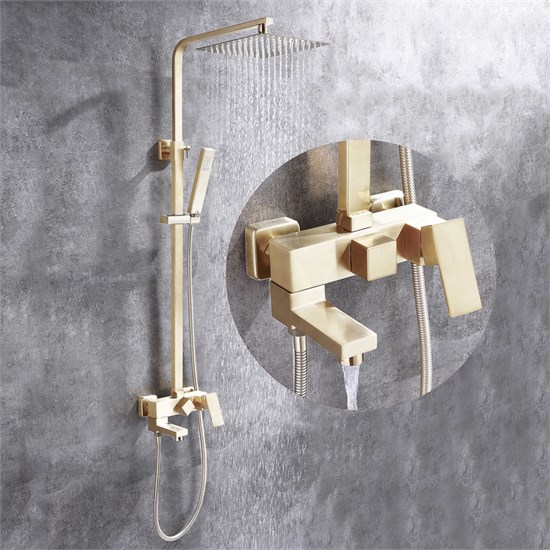 ABBER Душевая стойка Daheim AF8216GL с изливом, золото матовое AF8216GL