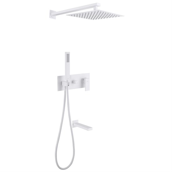 ABBER Душевая система Daheim AF8217W скрытого монтажа с изливом, белая матовая AF8217W