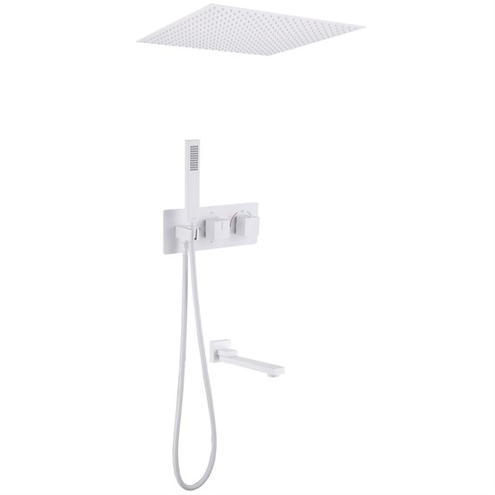 ABBER Душевая система Daheim AF8254W скрытого монтажа с изливом, термостат, белая матовая AF8254W