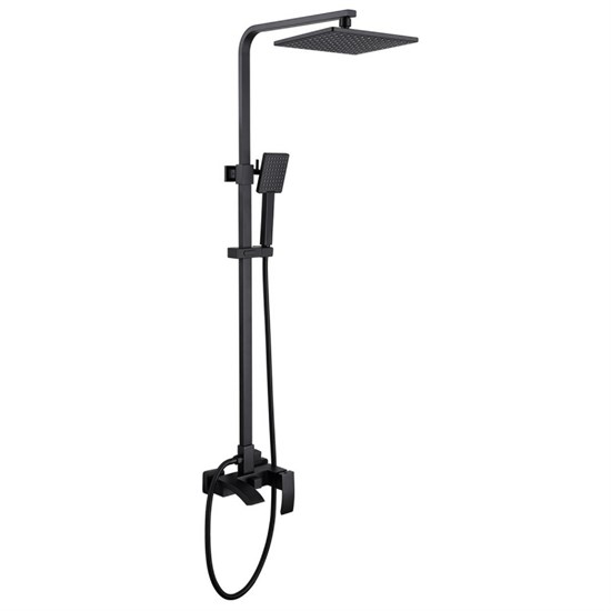 ABBER Душевая стойка Wasserfall AF8616BL с изливом, черный матовый AF8616BL