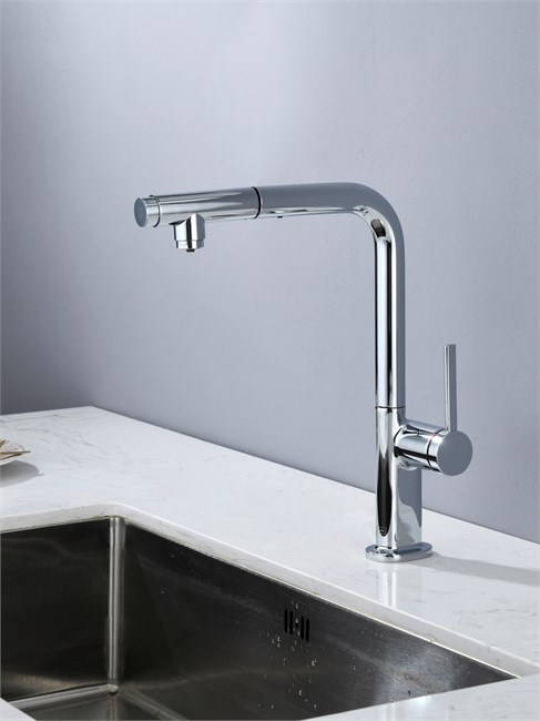 AQUAme AQM9903CR  Cucina Смеситель для кухни  с выдвижным L-образным изливом, с подключением к фильтру с питьевой водой, хром AQM9903CR