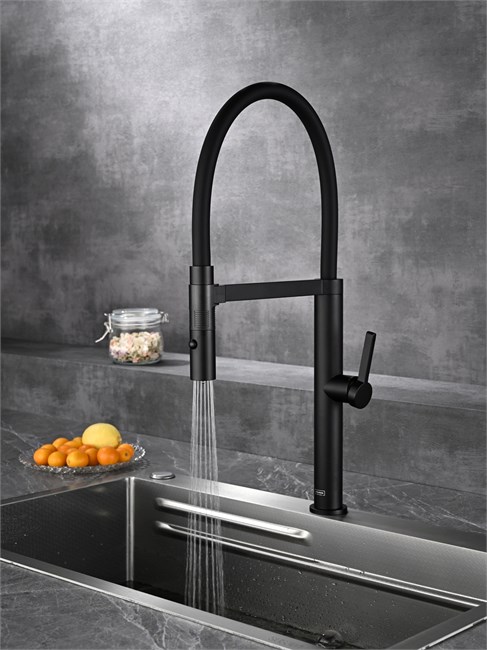 AQUAme AQM9904MB  Cucina Смеситель для кухни с гибким изливом,  черный матовый AQM9904MB