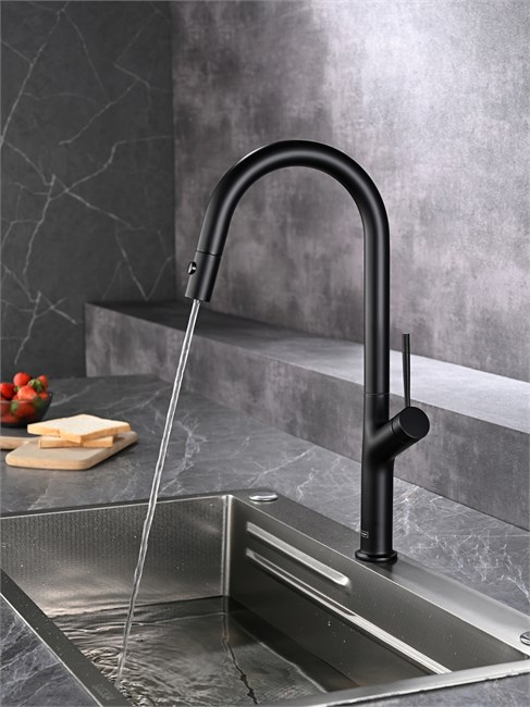 AQUAme AQM9905MB  Cucina  Смеситель для кухни с выдвижным U-образным изливом,  с подключением к фильтру с питьевой водой,  черный матовый AQM9905MB