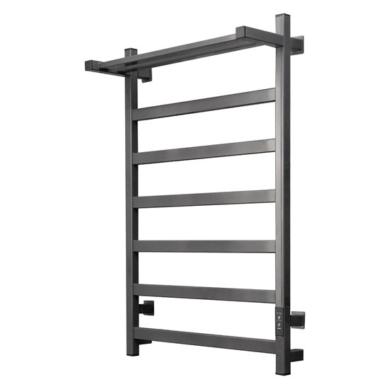 ARINGA Порто полотенцесушитель лесенка электрический с полкой 80*50, оружейная сталь AR03053GS