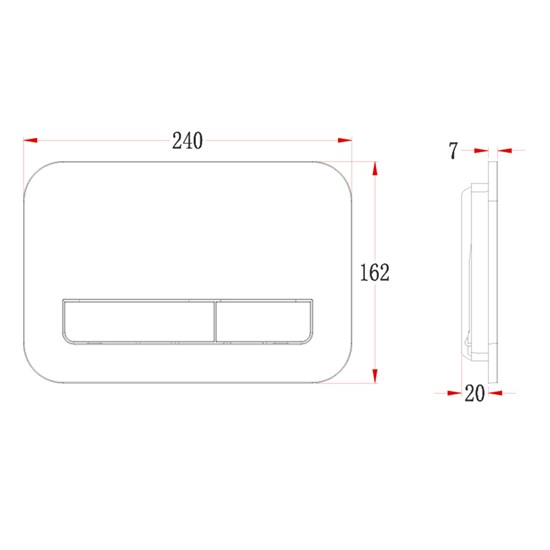 VECONI Кнопка смыва FLUSH V12, FLV12-CM, 240х162х7, пластик, хром матовый FLV12-CM