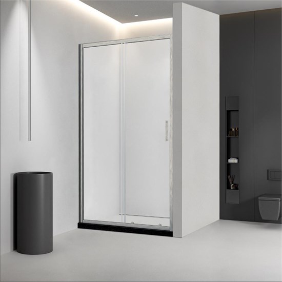 VECONI Душевая дверь раздвижная Vianno VN-46BC, 1000x1950, Никель брашинг стекло прозрачное VN46BC-100-01-C5